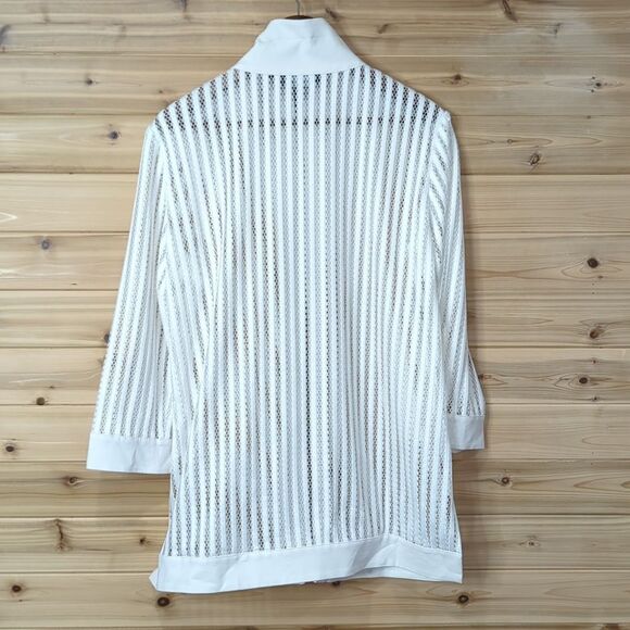 Ming Wang Jacket Womens Medium White Perforated Mesh Jacket - Picture 5 of 10